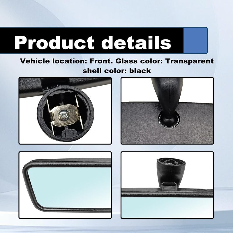 Pleoos Black Interior Rearview Mirror Compatible with VW Bora 1999-2005, VW Passat 1998-2011, VW Rabbi 2006-2009, Replaces 3C0857511, 3B0857511H, 3B0857511G, 18D 857 511 - Image 2